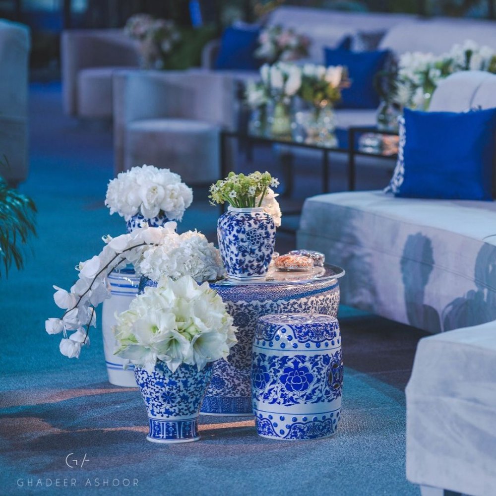 ديكور زفاف ملوكي باللون الأزرق من تنفيذ Ghadeer Ashour
