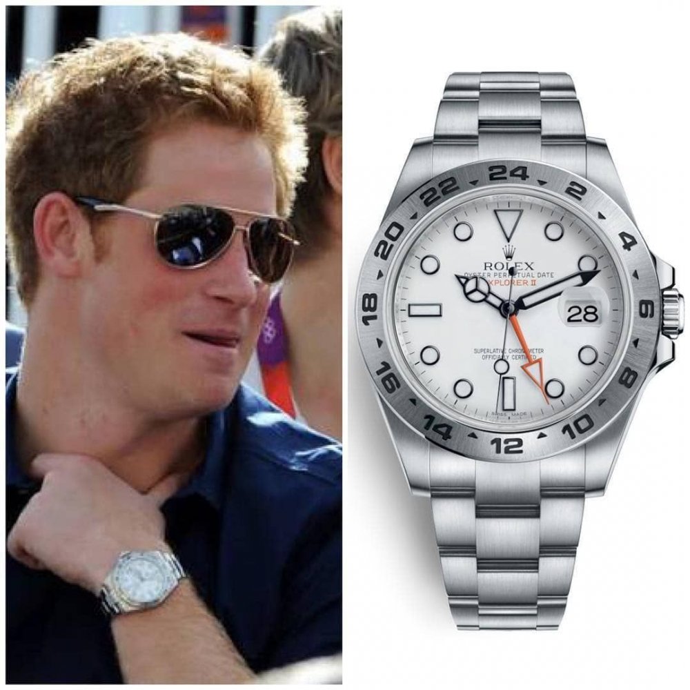 الأمير هاري يرتدي ساعة "Rolex Explorer II "