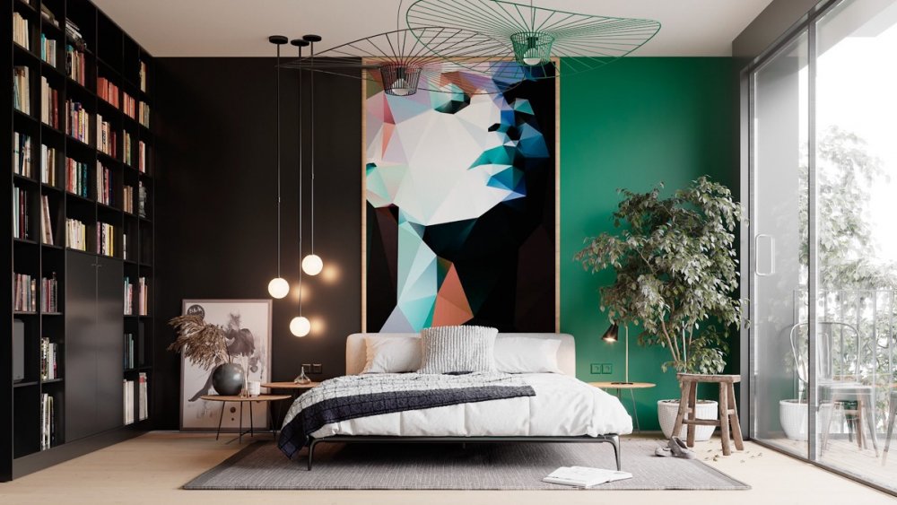 ديكورات حوائط بطابع فني لغرفة نوم فخمة وعصرية