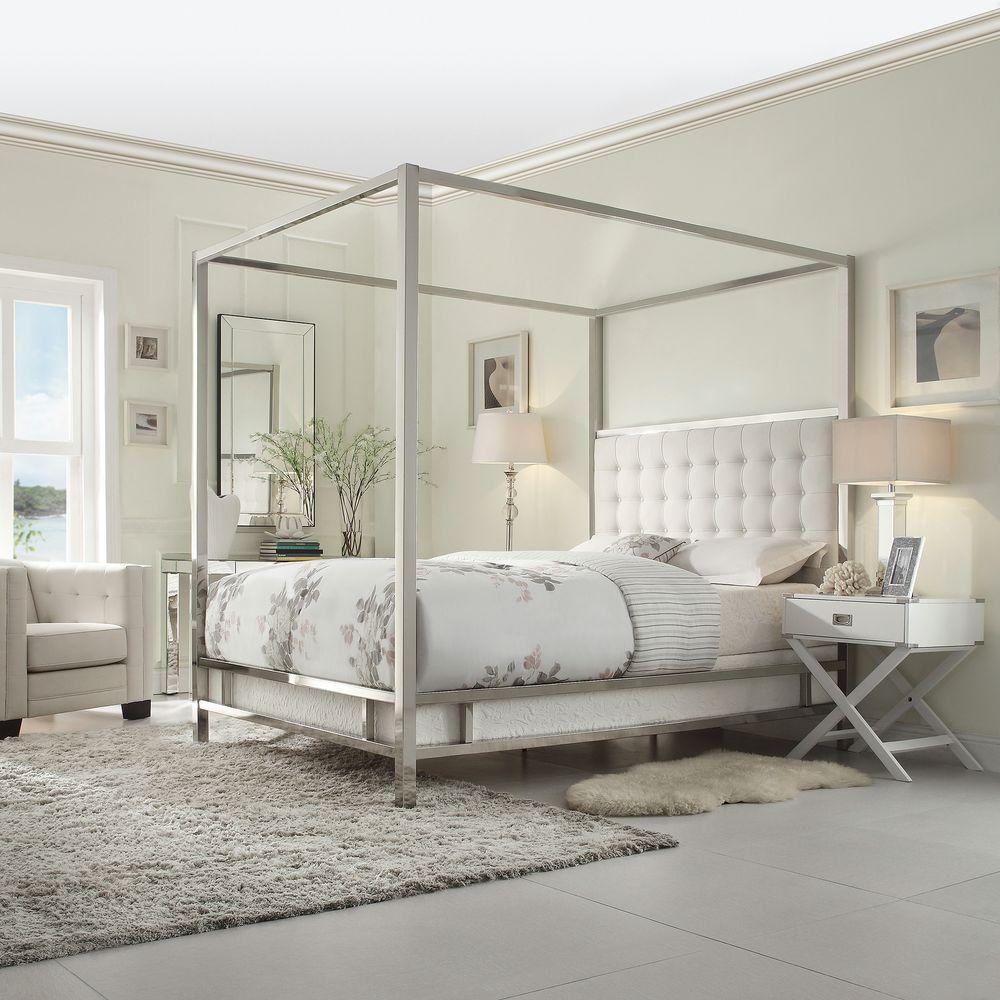السرير canopy بألوان محايدة لديكور غرفة نوم 2020