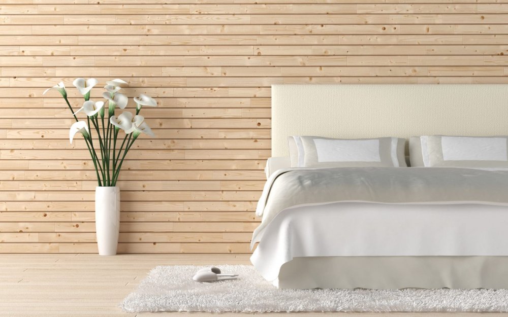 الخشب مع اللون الأبيض لديكور مريح في غرف النوم