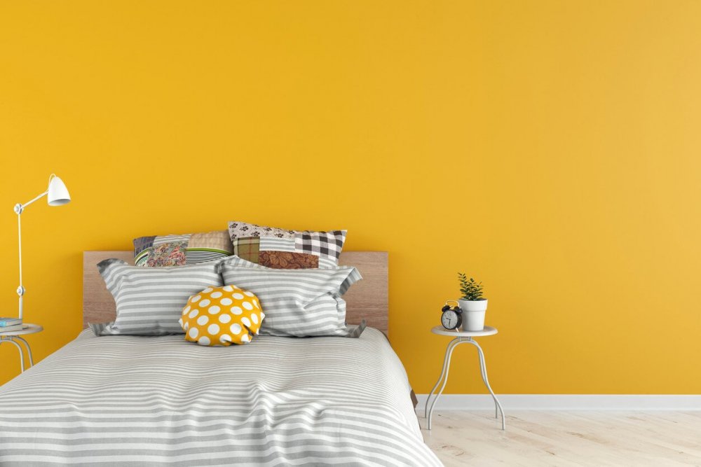  الأصفر في دهانات حوائط غرف النوم