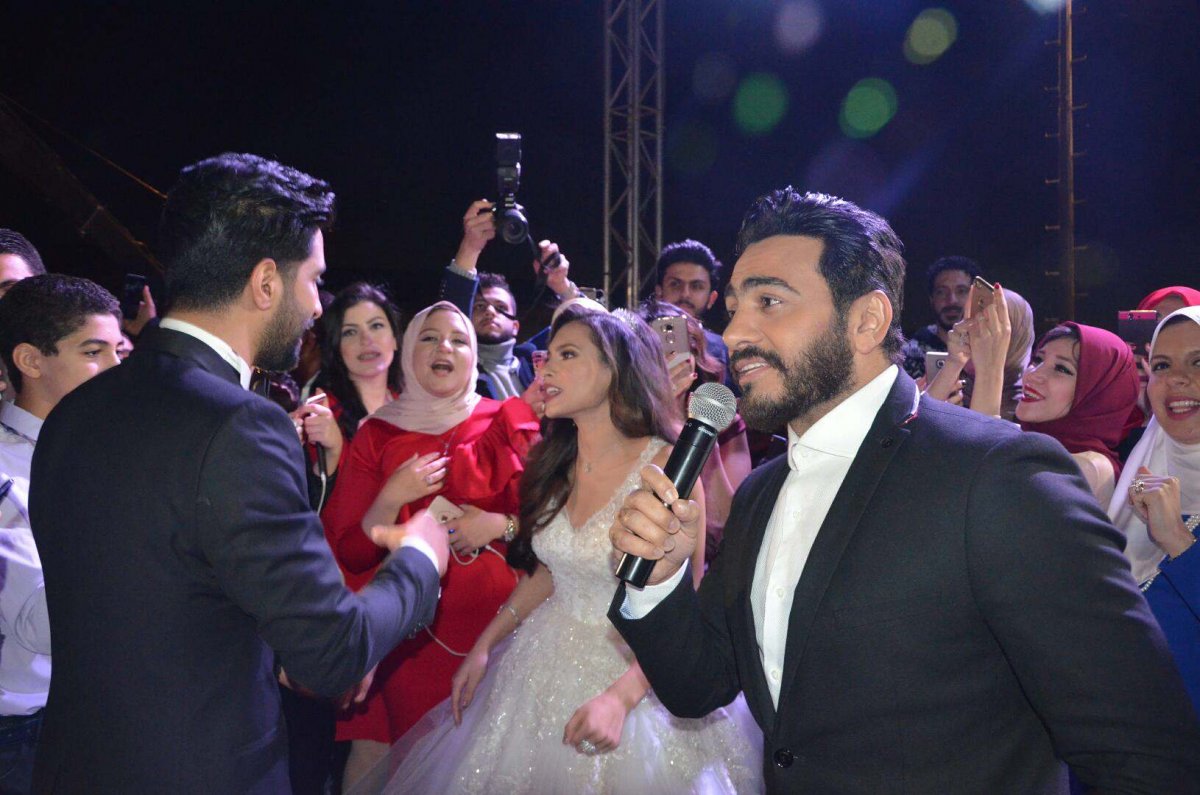 تامر حسني في زفاف كارمن سليمان ومصطفى جاد