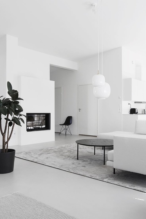 ديكور منزل باللون الأبيض والأسود وبأسلوب minimalist