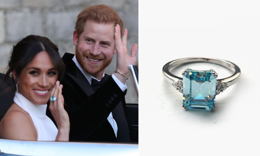 ميغان ماركل ارتدت خاتم الأميرة ديانا المرصع بحجر الأكوامارين في حفل الاستقبال المسائي
