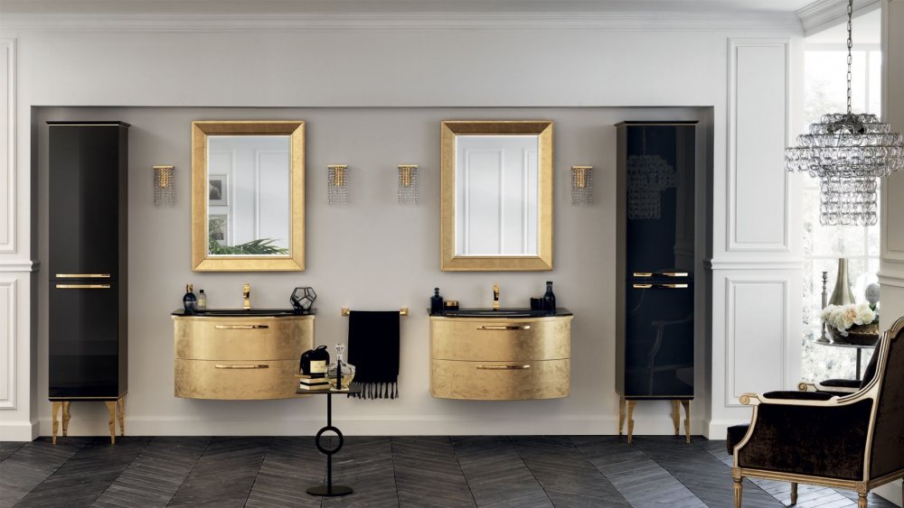جمال اللون الذهبي في تصاميم حمامات إيطالية Scavolin