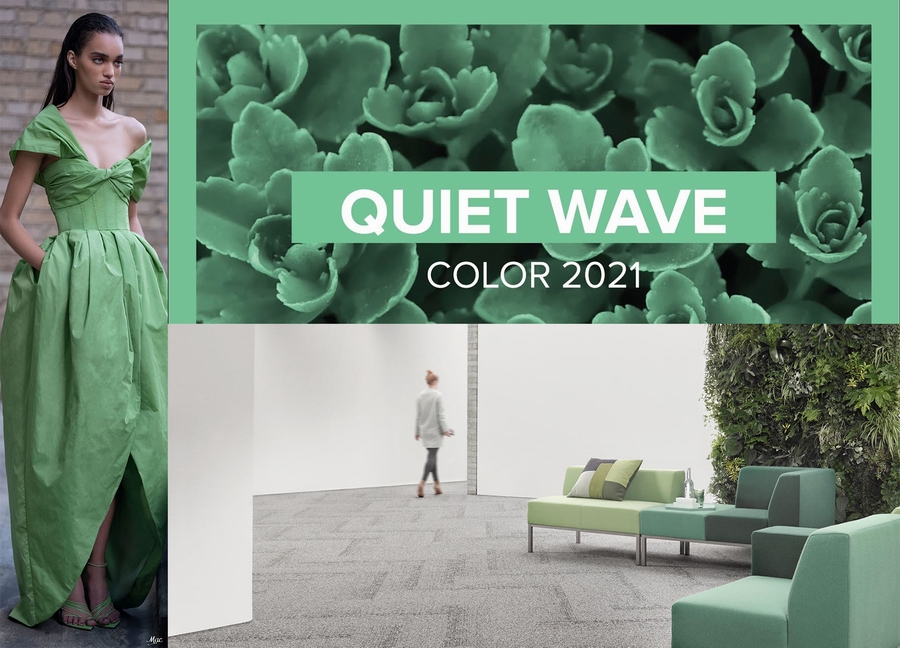 اللون الأخضر الهادئ quiet wave في التصميم والأزياء لعام 2021