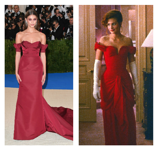 فستان جوليا روبرتس الشهير شاهدناها بنسخ مشابهة على السجادة الحمراء.
