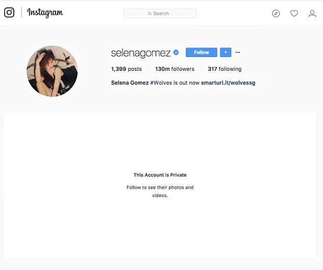 سيلينا جوميز تغير خصوصية حسابها على الانستجرام إلى Private .