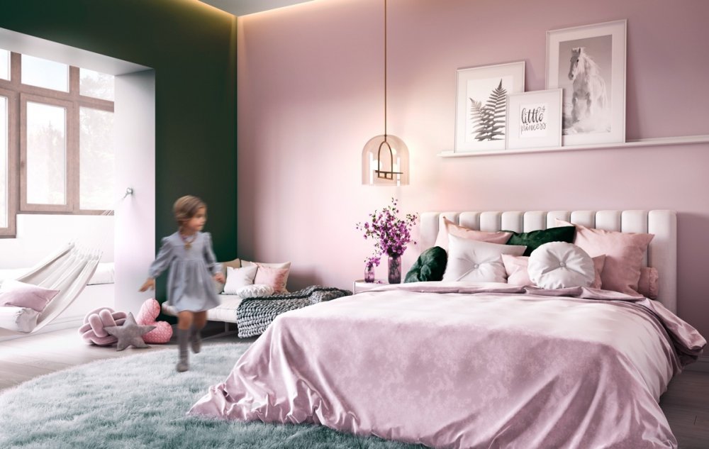 تناغم رائع بين الوردي والأخضر في ديكور غرفة النوم