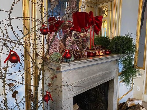 The Danish royals' fireplace at Christmas