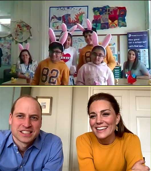 الأمير وليام وزوجته يتحدثان إلى طلاب مدرسة ابتدائية في مكالمة فيديو