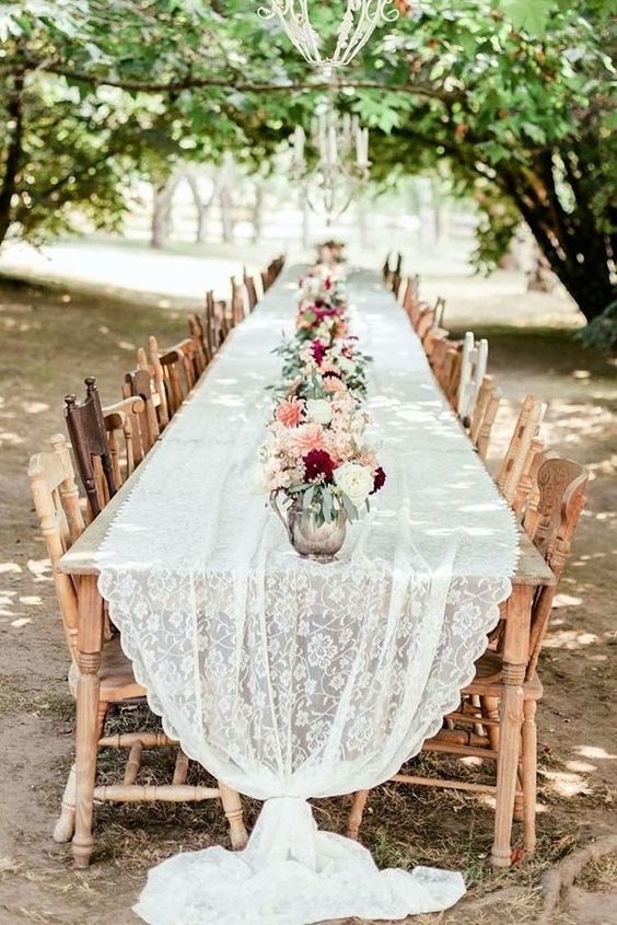 جمال الدانتيل في مفارش طاولات الزفاف