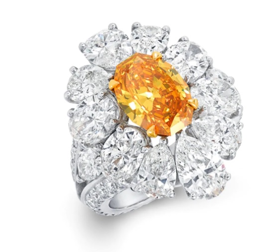  خاتم غراف من الماس الأبيض والماسة برتقالية