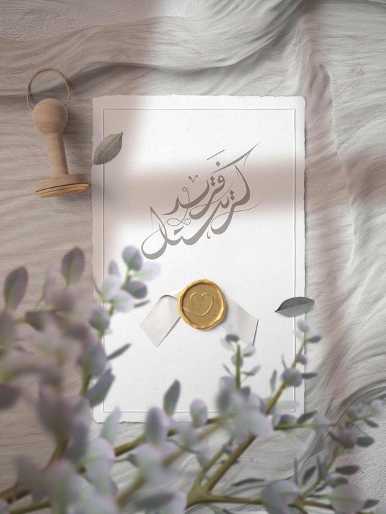 بطاقات دعوة الزفاف باستخدام الخط العربي