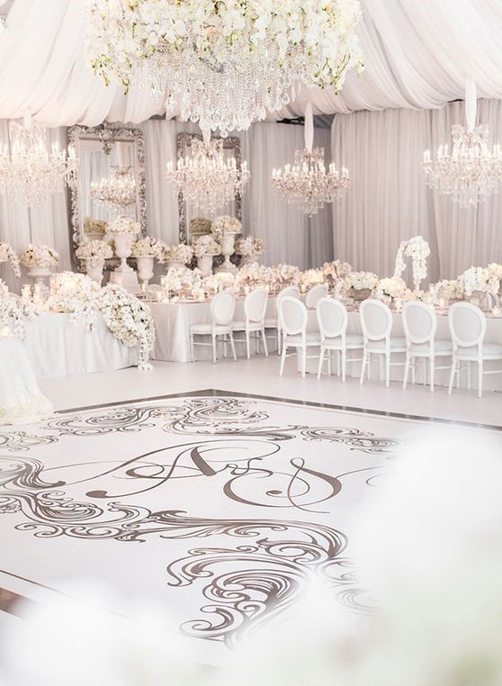 من ديكورات حلبة الرقص هي الأرضية المصممة خصيصًا للعروسين