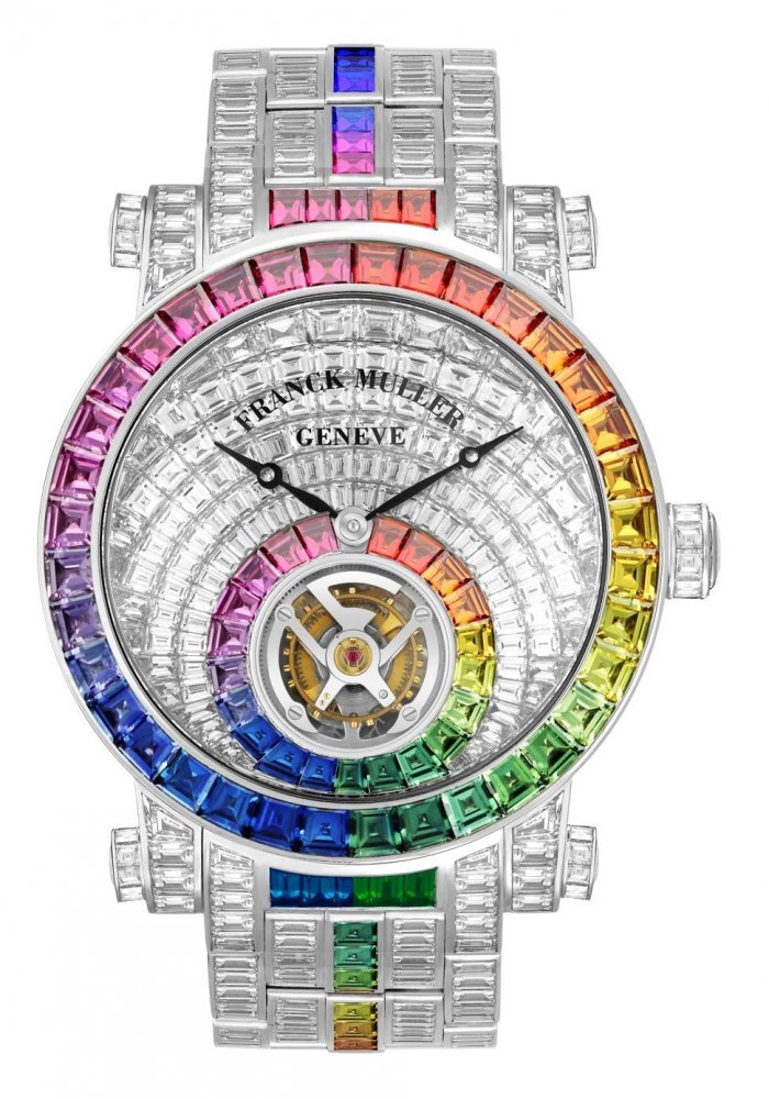 ساعة مكدسة بالماسات وأحجار ملونة من Franck Muller