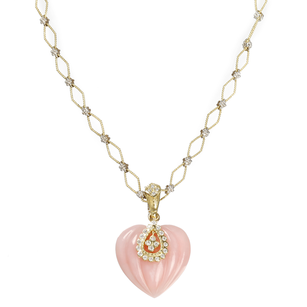 قلادة Pink opal and diamond heart  من ستامبوليان Stambolian