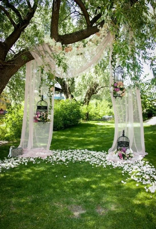  زينة الستائر لتزيين الشجر في حفلات الزفاف المفتوحة