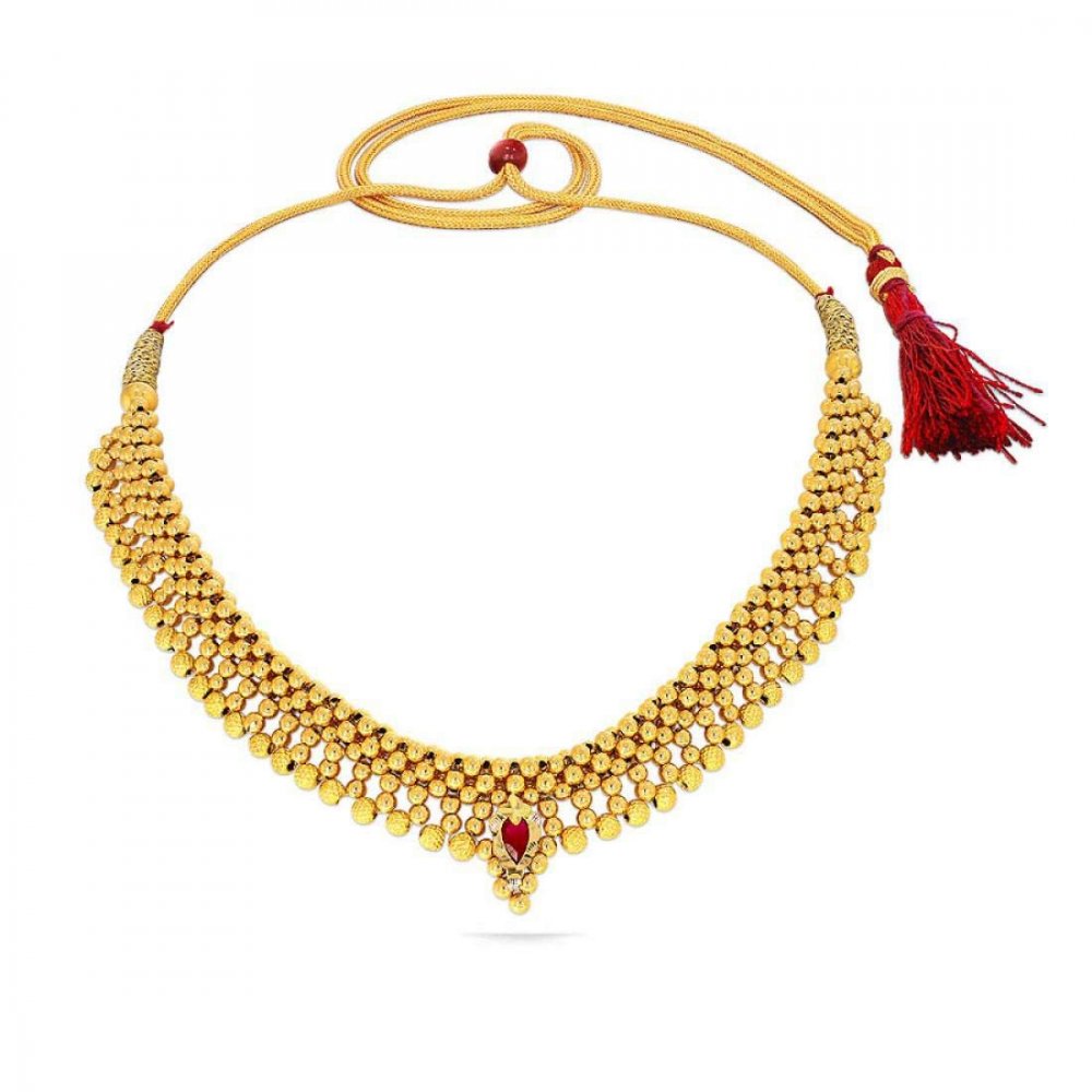عقد شوكر من kalyan jewellers من الذهب الأصفر وحجر الروبي