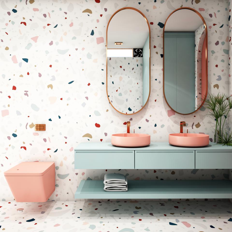  ديكور حمام عصري بمجموعة من ألوان الباستيل