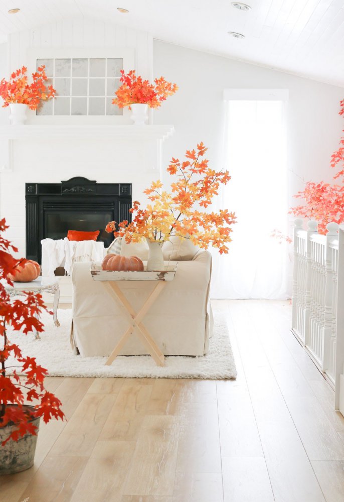  أوراق الخريف الملونة لديكورات غرف المعيشة