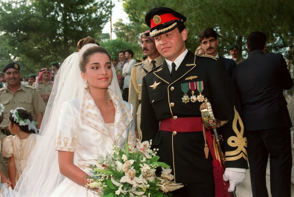 الملك عبدالله والملكة رانيا خلال زفافهما