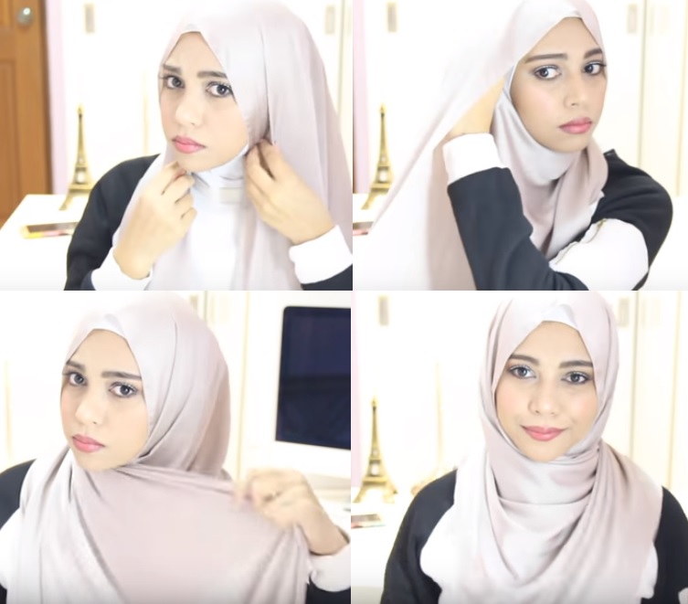 الطريقة الثالثة للفة الحجاب الحريرية