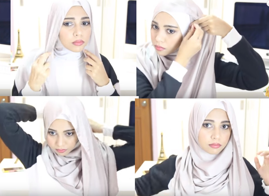 الطريقة الأولى للفة الحجاب الحريري