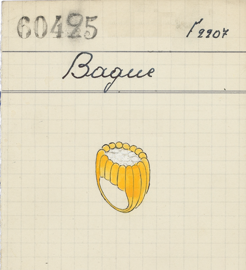 بطاقة مبيعات لخاتم “سينييه”، من أرشيف "فان كليف أند آربلز" Van Cleef & Arpels تعود للعام 1948
