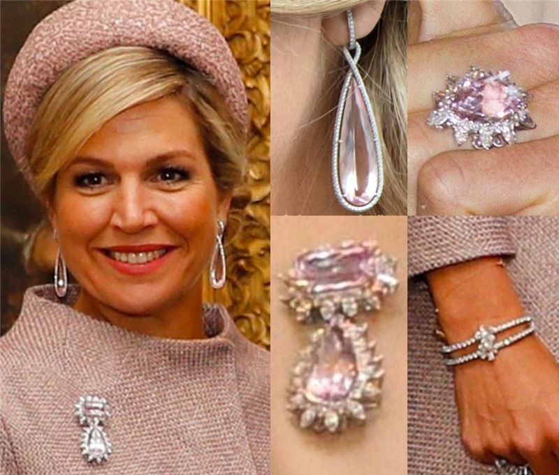 مجموعة مجوهرات الملكة ماكسيما المرصعة بأحجار باللون الوردي