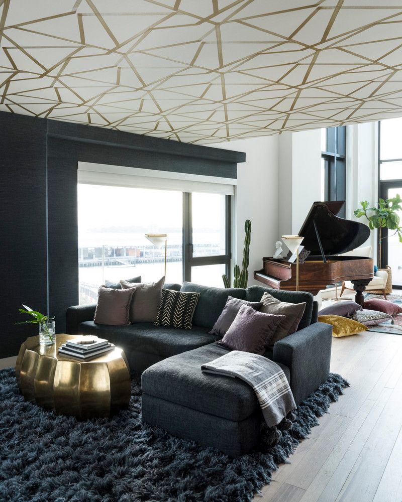 تصميم سقف مميز لغرفة معيشة أنيقة و بديكورات عصرية 2019