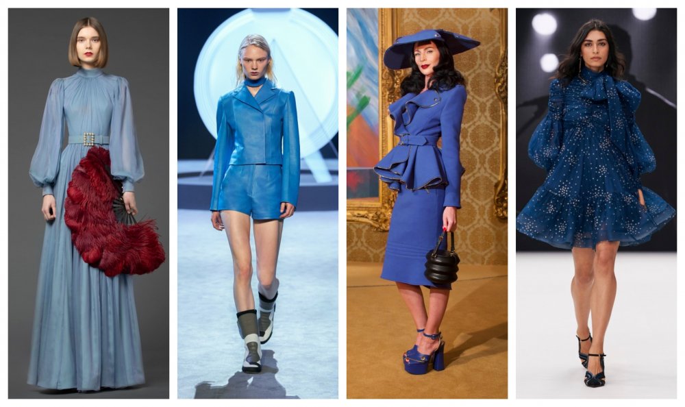 أزياء بدرجات الأزرق المتنوعة من مجموعات خريف 2021