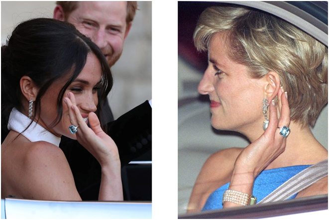  ميغان ماركل ترتدي خاتم الأميرة ديانا المرصع بحجر الأكوامارين