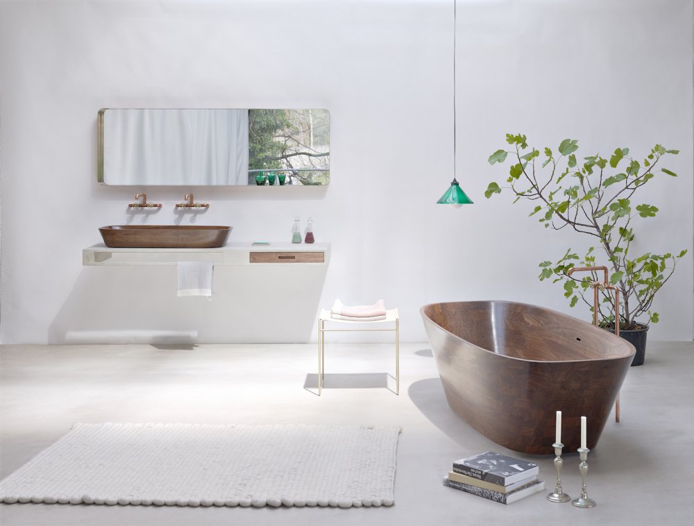تصميم حوض استحمام من الخشب الطبيعي المعالج
