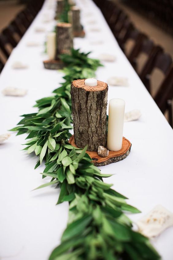  طاولات حفلات الزفاف بثيم الخشب