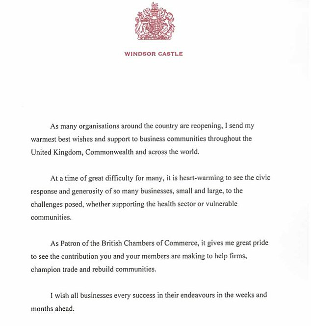 رسالة ملكة بريطانيا لرجال الأعمال