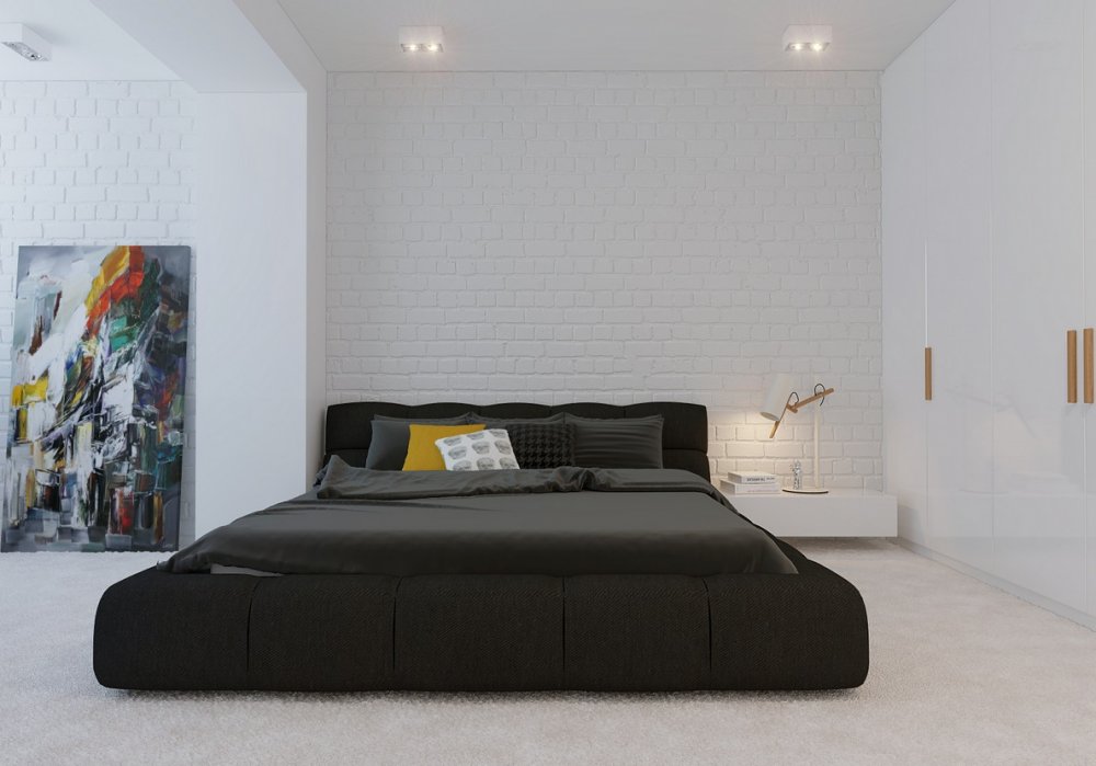 تصميم سرير مريح minimalist باللون الأسود الجذاب