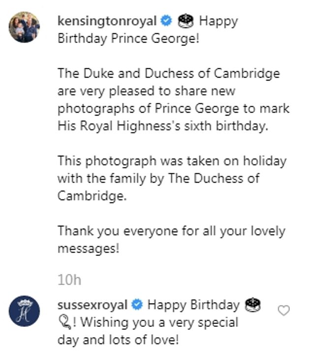رسالة "مختلفة" من دوق ودوقة ساسيكس للأمير جورج في عيد ميلاده