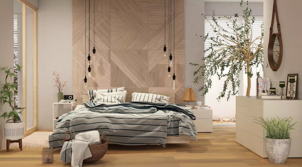تصميم خشبي لسرير غرفة نوم عصرية