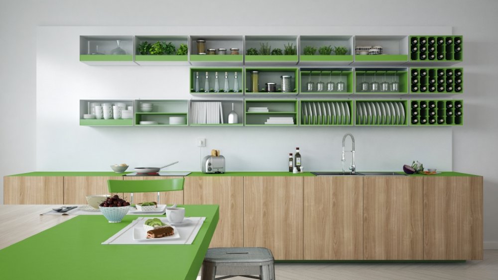 الأخضر المنعش لديكور مطبخ صيفي
