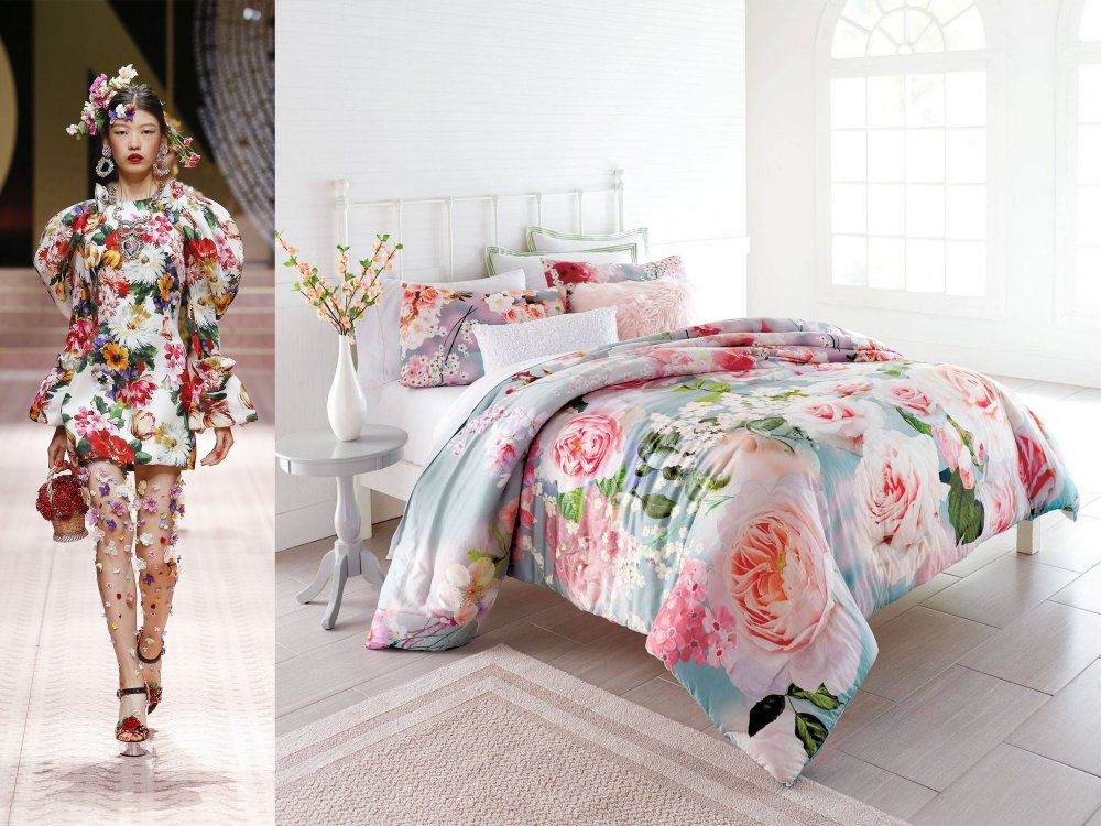 ‎⁨مفارش سرير تستمد جمالها من فستان رائع من تصميم Dolce & Gabbana في أسبوع الموضة في ميلانو⁩