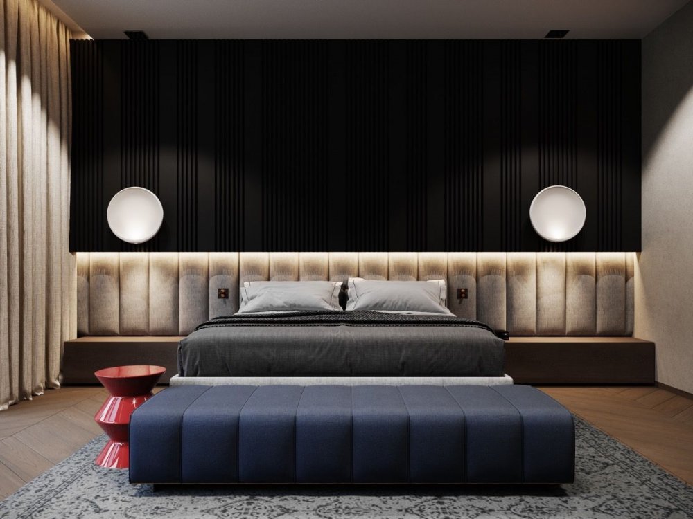 خلفية رائعة باللون الأسود تبرز جمال ديكورات غرفة النوم