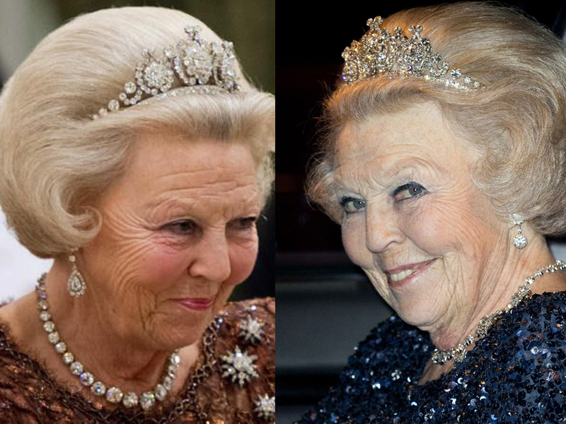  الملكة بياتريكس ترتدي تاج Queen Emma's Diamond Tiara.