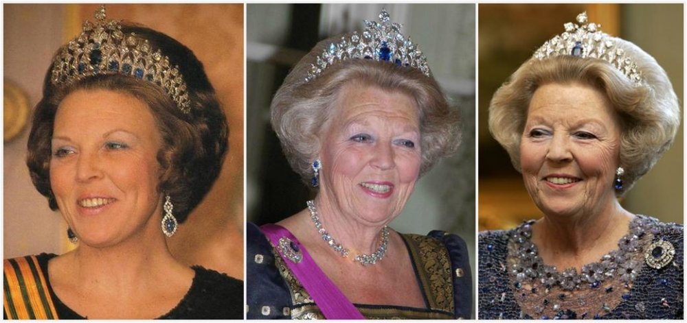 الملكة بياتريكس ترتدي تاج The Dutch Sapphire Tiara