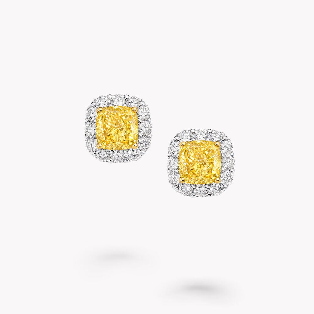 أقراط الماس Icon Radiant Cut Yellow and White Diamond من GRAFF