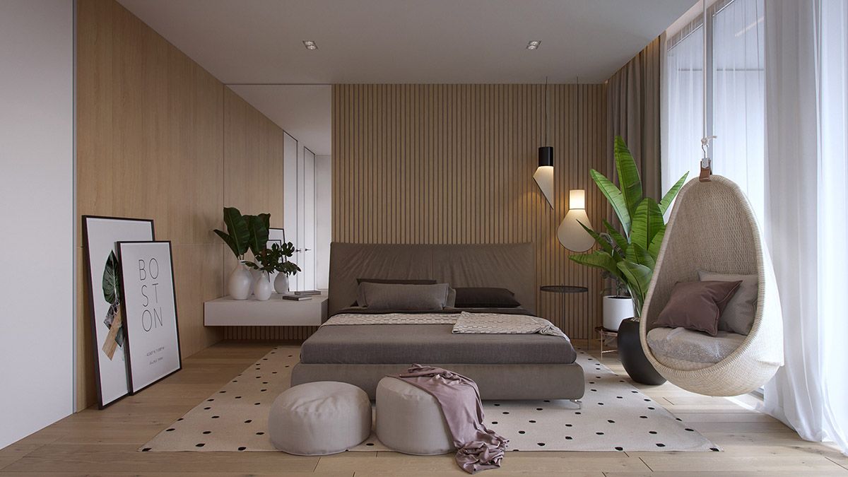 جدران خشبية عصرية لغرف النوم