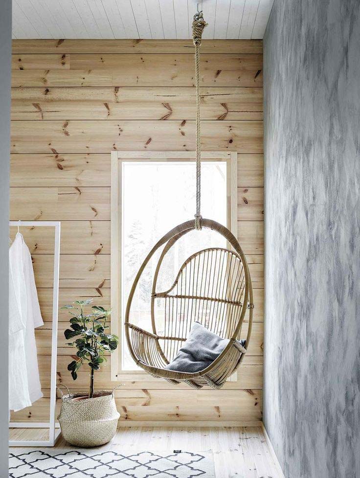 جمال الجدران الخشبية مع الإنارة الطبيعية لمنزل صحي