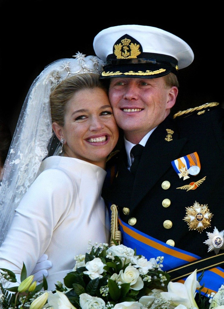 الملك ويليام ألكساندر والملكة ماكسيما في حفل زفافهما في 2 فبراير 2002