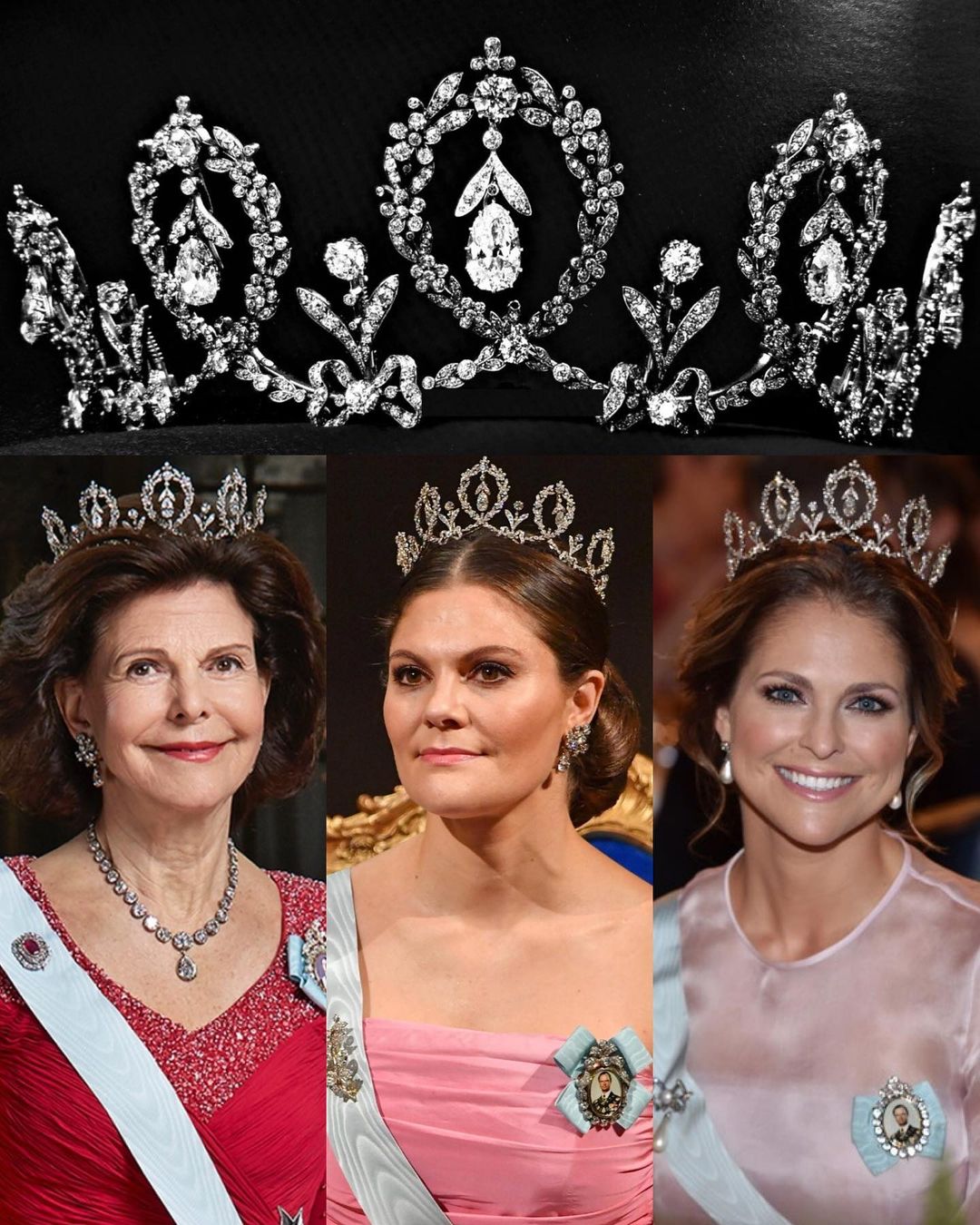 سيدات العائلة المالكة السويدية يرتدين تاج The Connaught Diamond Tiara 